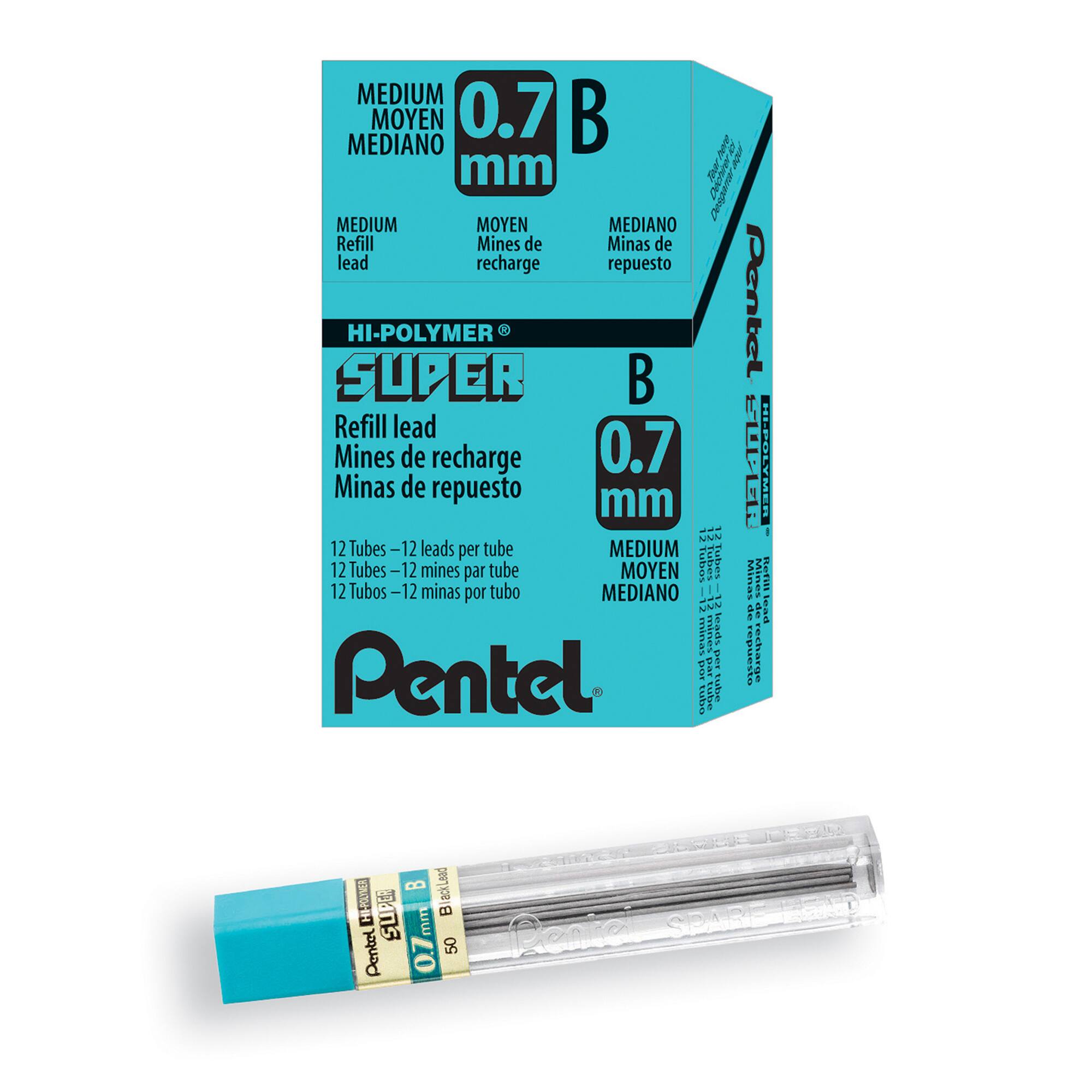 Pentel® Super Hi‑Polymer® Medium 0.7mm Mechanical Pencil Lead Refills